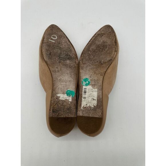 Vince Cornelia Flats Suede & Leather Flats Pointy Toe Sz 8 Cappuccino Beige - Picture 8 of 8